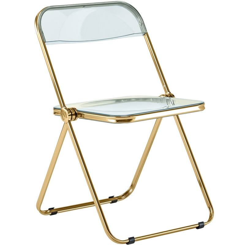 Lawrence Set of 4 Modern Foldable Transparent Acrylic Gold Chrome Folding Chair for Multipurpose Spaces - 30"