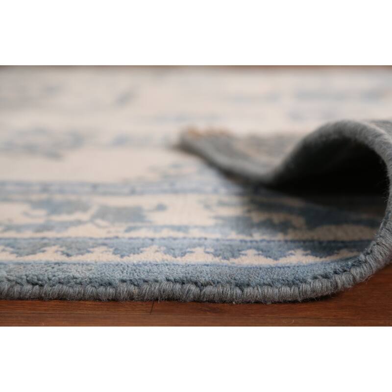 Art Deco Indian Square Rug Hand-Knotted Wool Carpet - 8'1" x 7'11"