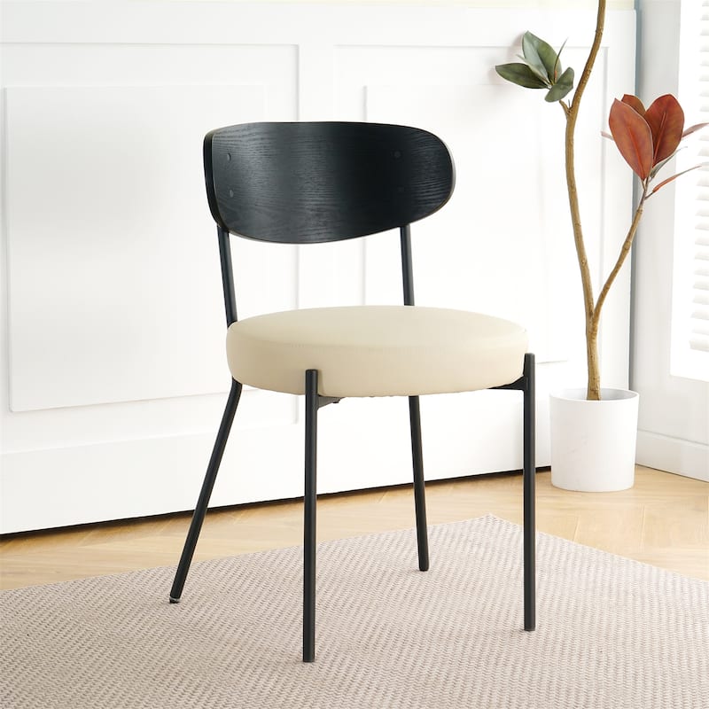 Indoor PU Dining Chair Set of 2 - Beige