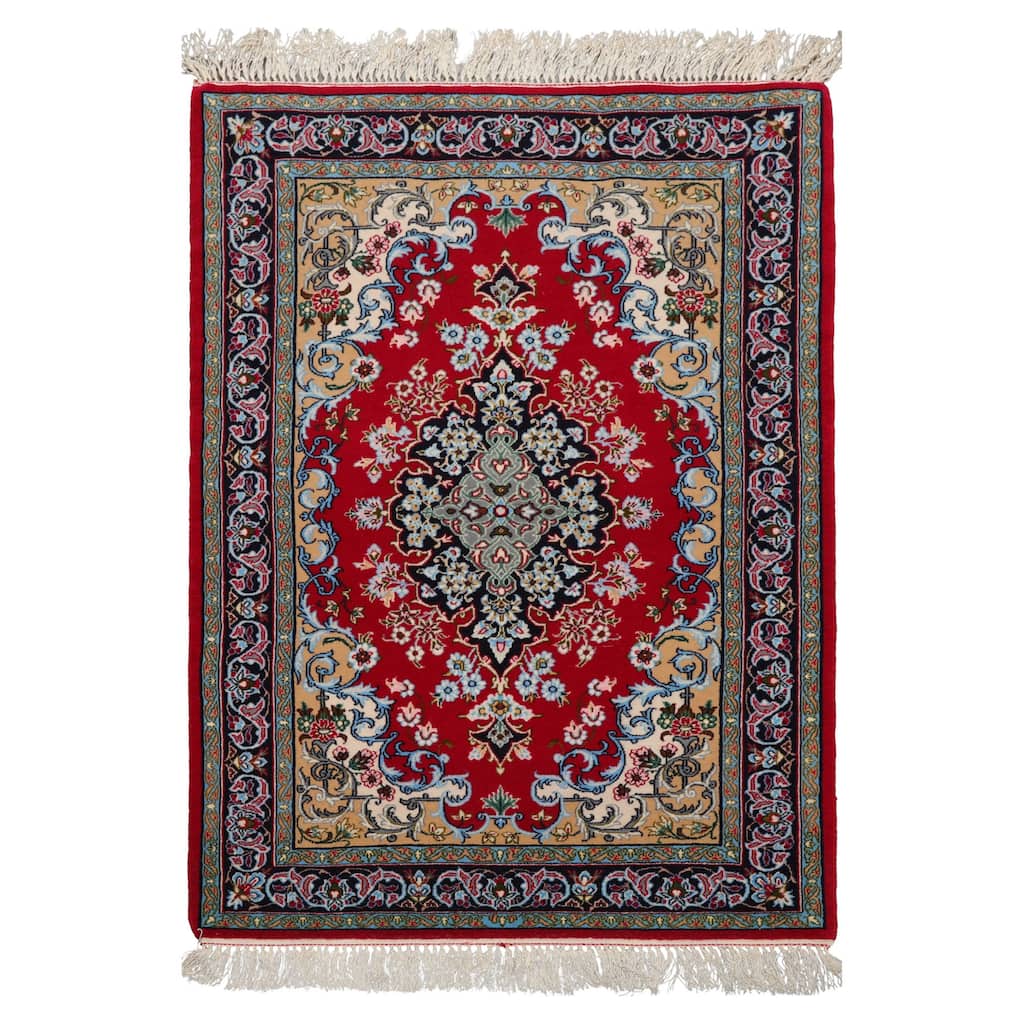 2'5''x3'8'' Hand Knotted Wool Red Isfahan Traditional 300 KPSI Rug - 2' 5'' x 3' 8''
