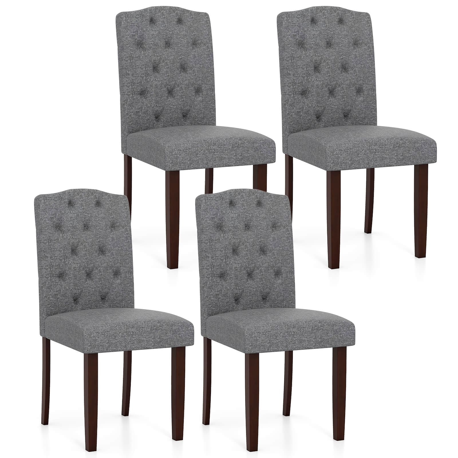 Costway Wooden Dining Chair Set of 4 with Rubber Wood Legs Padded Seat - See Details