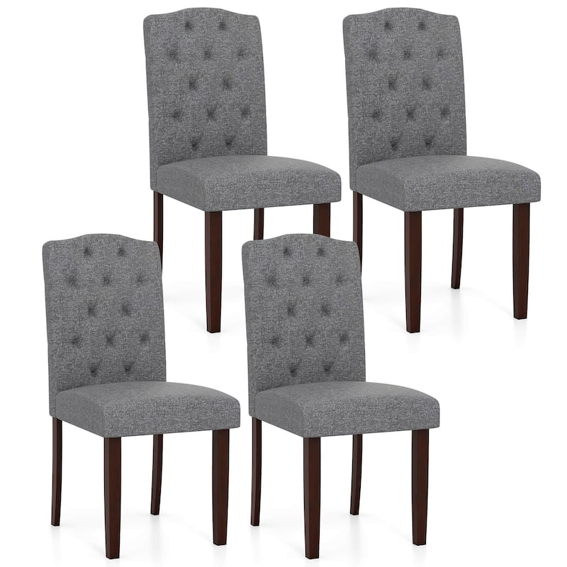Costway Wooden Dining Chair Set of 4 with Rubber Wood Legs Padded Seat - See Details - Grey