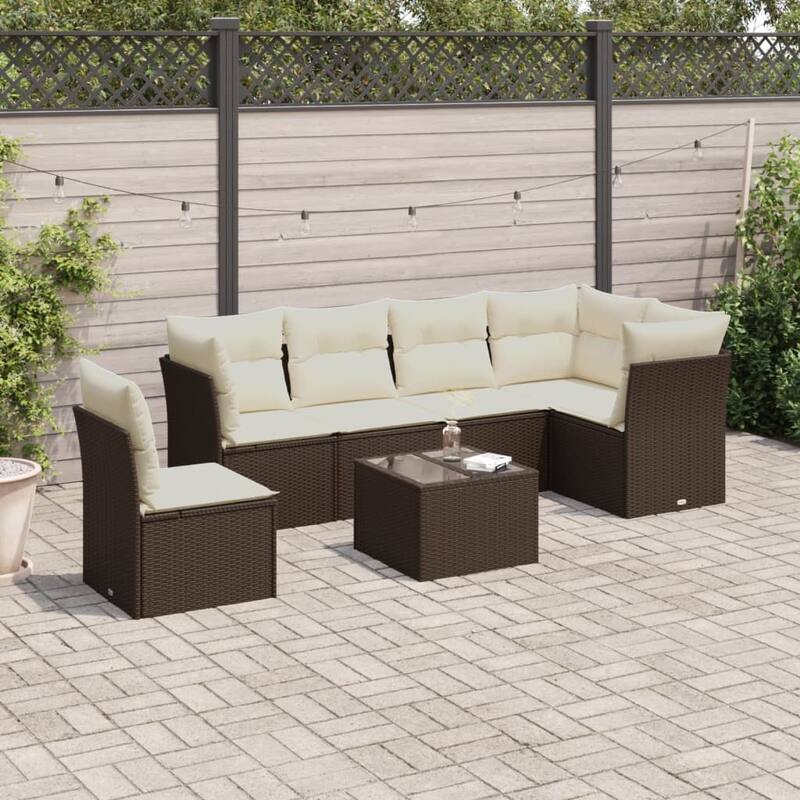 vidaXL Garden Sofa Set Black, Cream white - 24.4 x 24.4 x 27.2