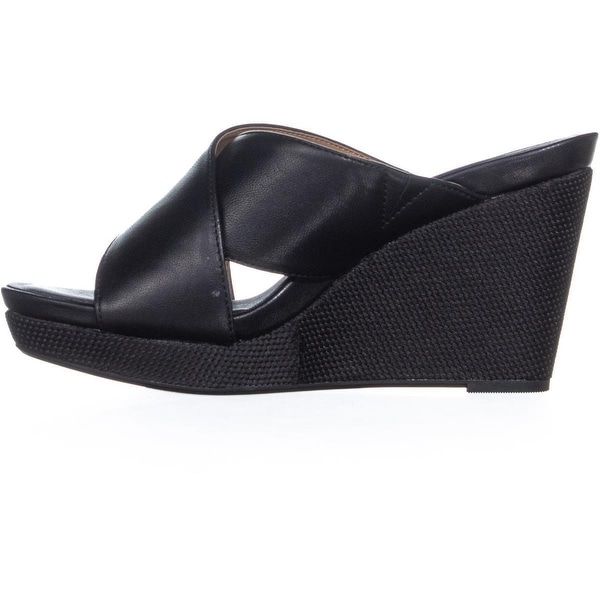 calvin klein jacolyn leather wedge sandals