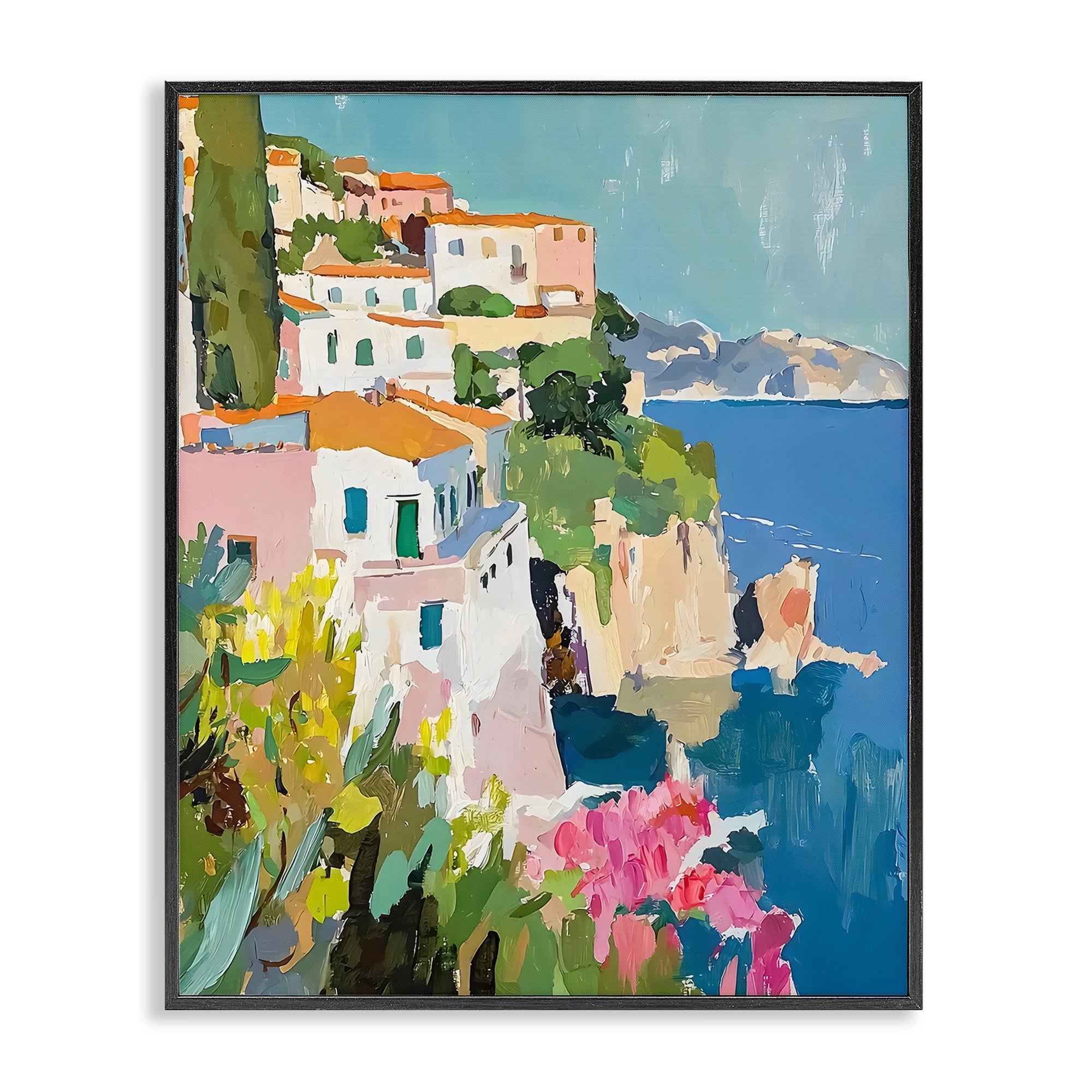 Stupell Italian Coast Abstraction Framed Giclee Art Design By Riley B