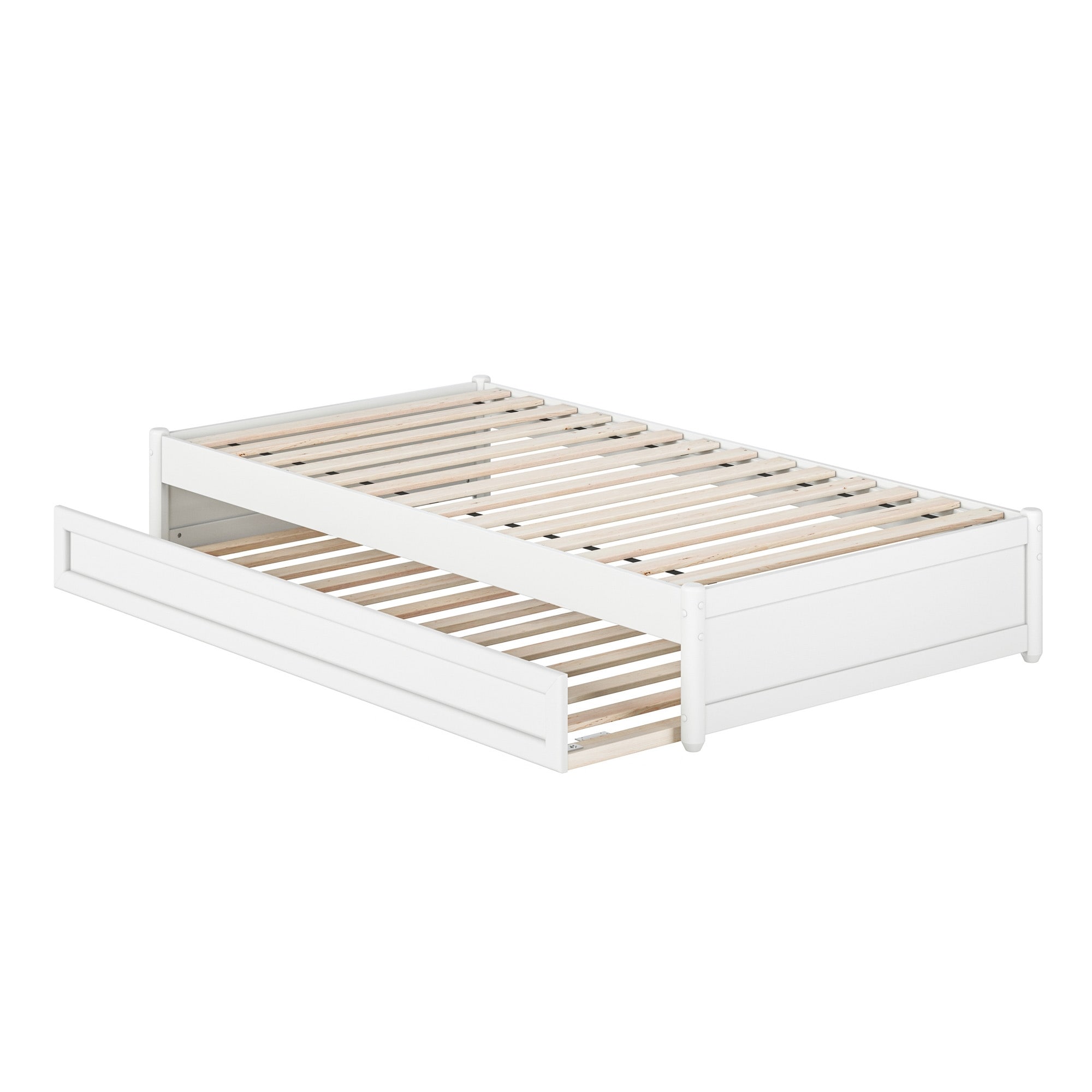 Barcelona Twin Panel Platform Bed with Twin Trundle in White