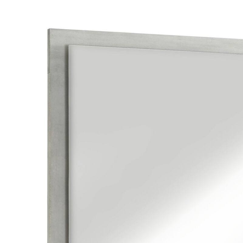 40 Inch Rectangular Wooden Frame Modern Mirror, Gray