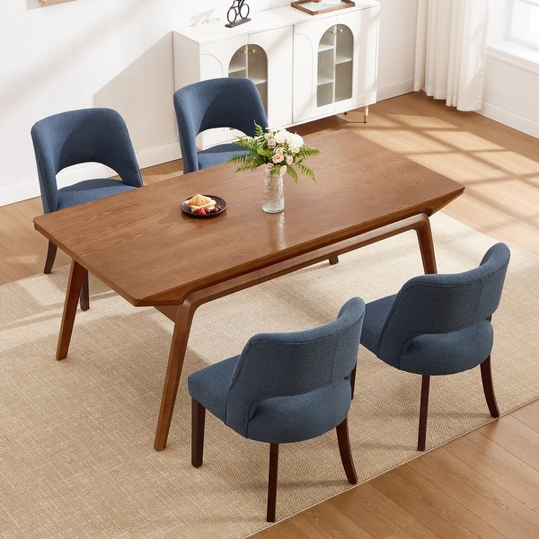 【良品】Hommage Dining Chair HOMYKA Solid Hardwood Fabric Dining Chair, Mid-Century Modern - On