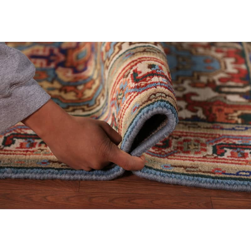 Light Blue Heriz Serapi Indian Rug Hand-Knotted Wool Carpet - 2'11"x 5'2"