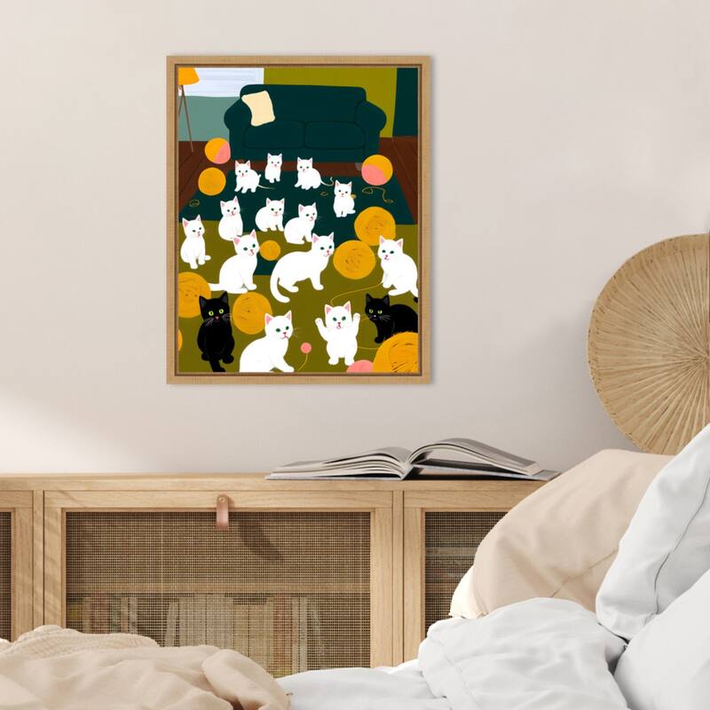 Cats a Wool by Uma Gokhale Framed Canvas Wall Art