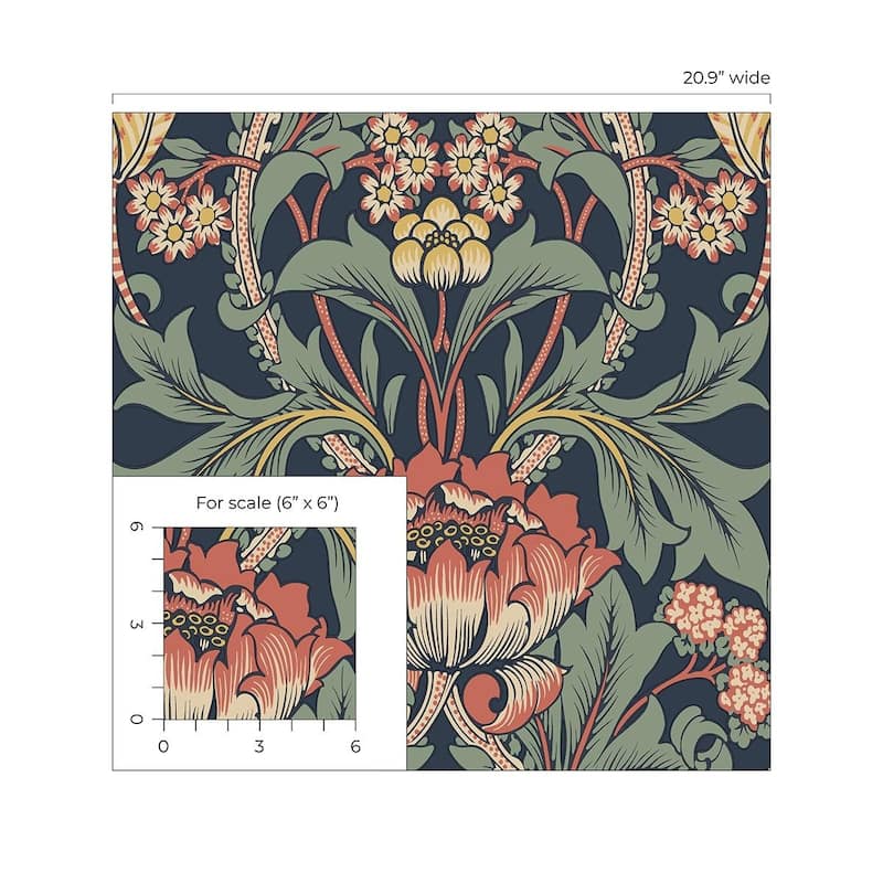 Seabrook Designs Primrose Garden Floral Prepasted Wallpaper