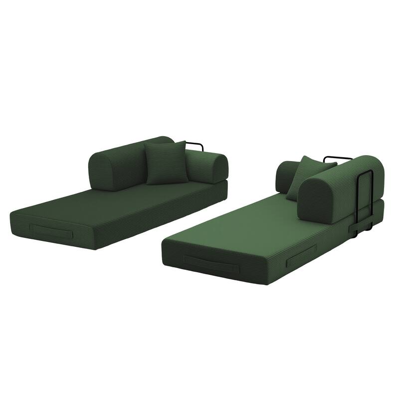 Convertible Sofa Bed Multifunctional Folding Sofa Couch Living Room 3-Seater Sofa Couch Green Settee