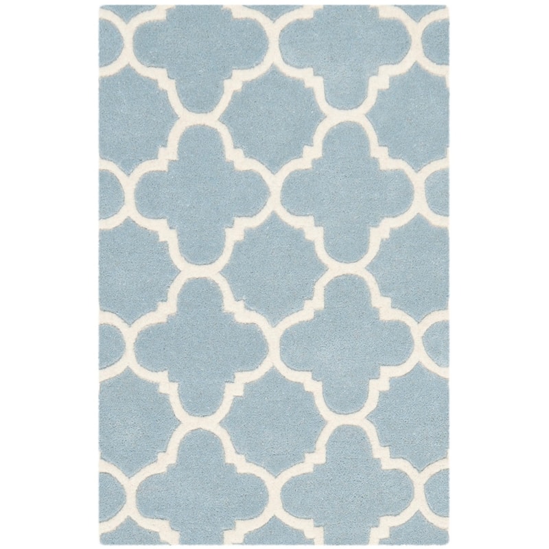 SAFAVIEH, Handmade Chatham Caisa Modern Moroccan Wool Rug - 2'3" x 5' - Blue/Ivory