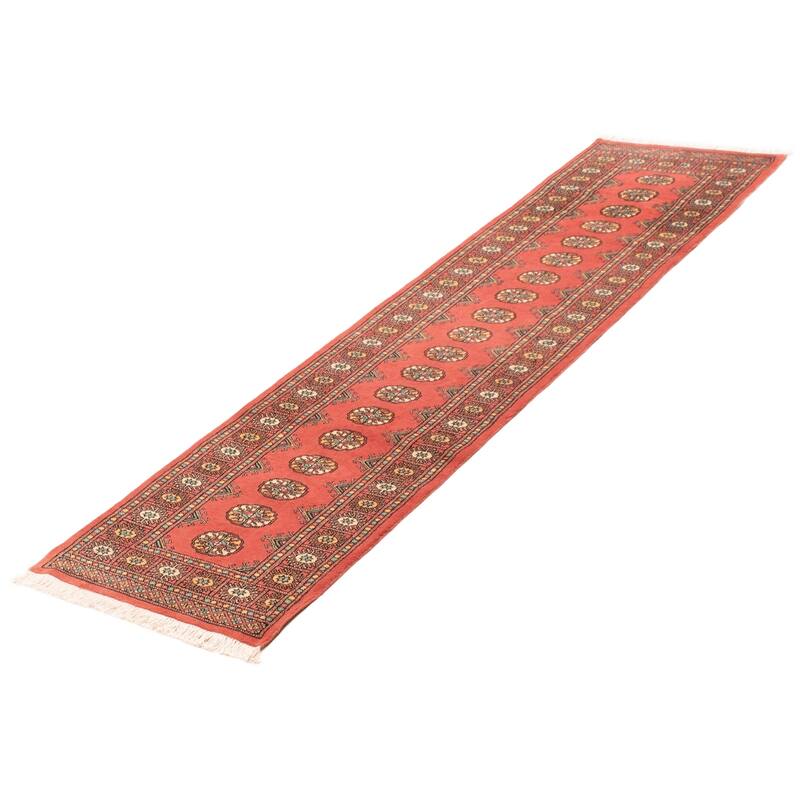 ECARPETGALLERY Hand-knotted Peshawar Bokhara Coral Wool Rug - 2'7 x 10'0