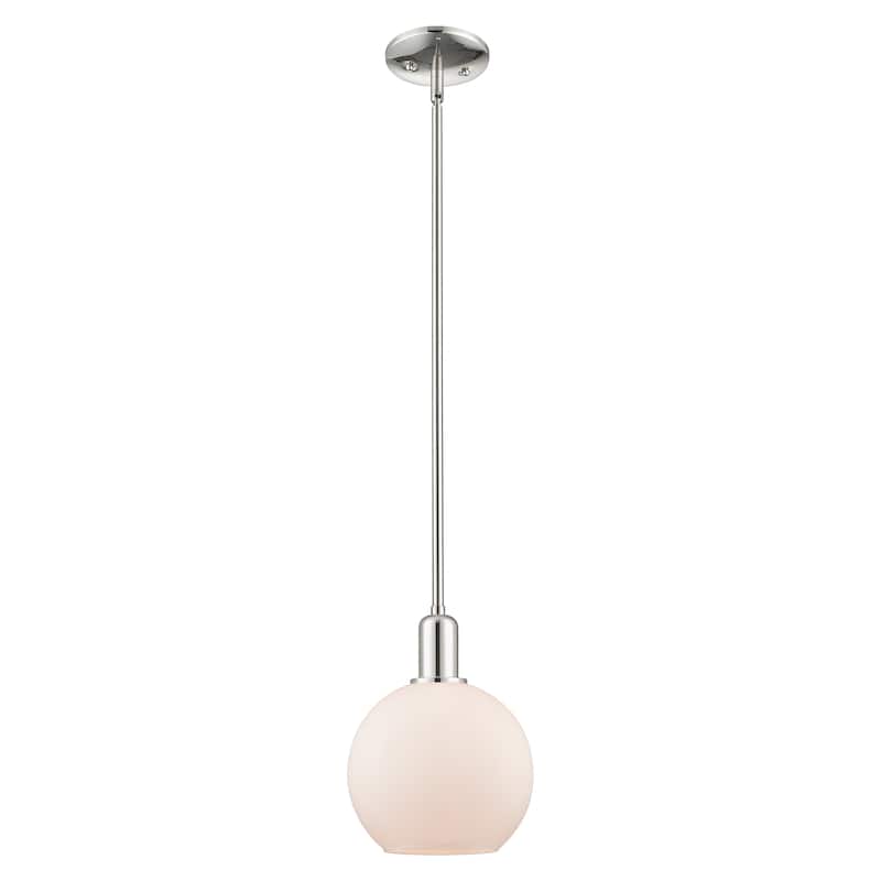 Innovations Lighting Endless Possibilities Arcadia - Athens - 1 Light 8" Stem Hung Mini Pendant - Polished Nickel/Matte White