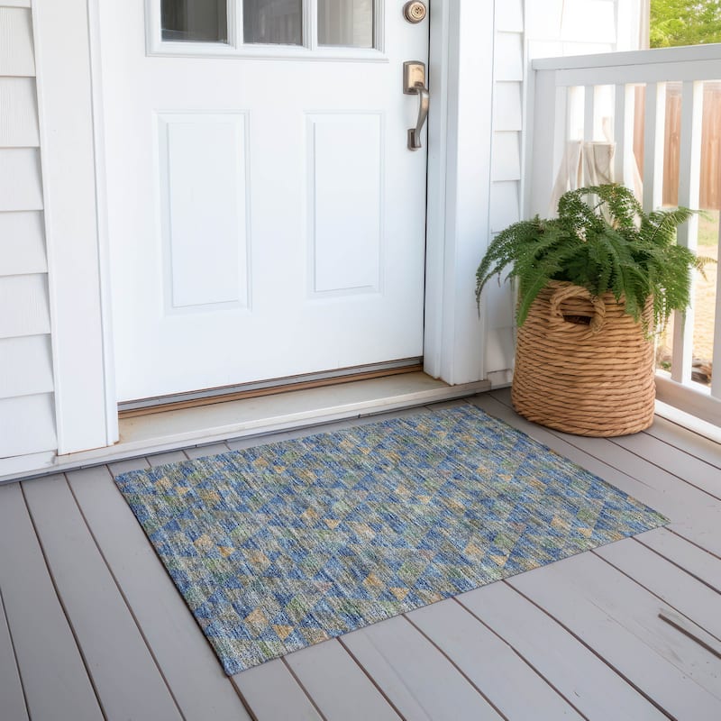 Machine Washable Indoor/ Outdoor Chantille Contemporary Mosaic Rug