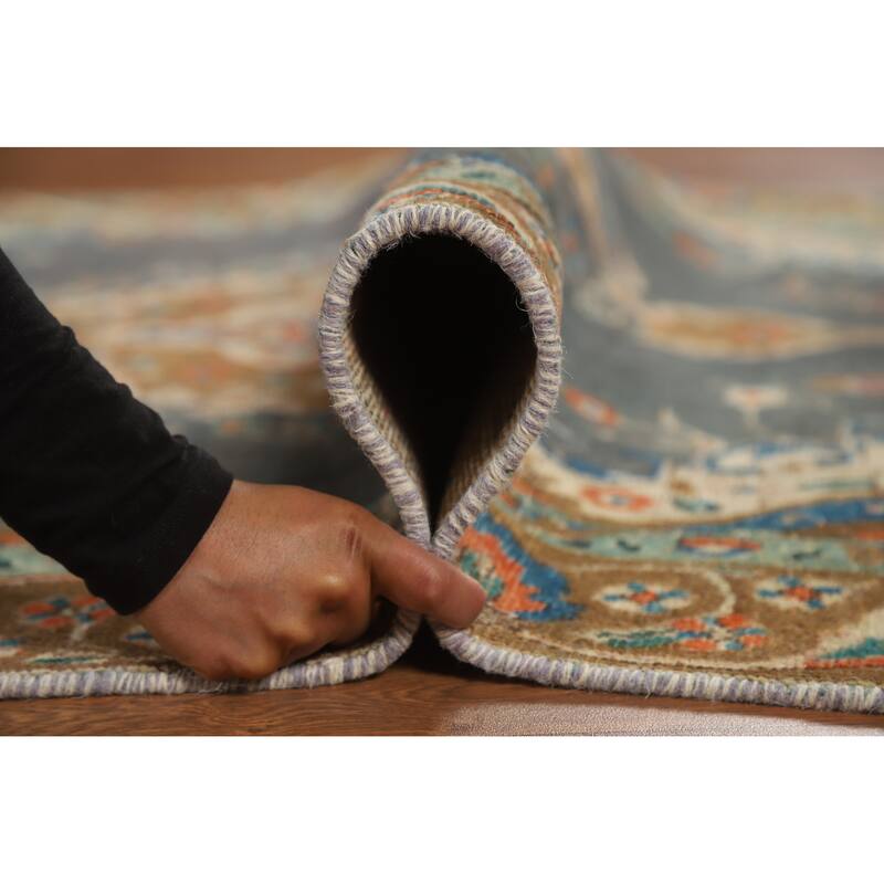 Hand Knotted Oriental 100% Wool Carpet Traditional Medallion Navy Blue & Blues Tabriz Area Rug - 5' 7'' X 4' 3''