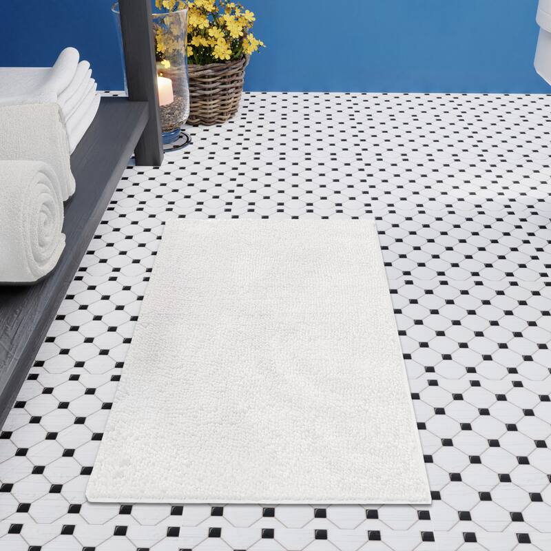 Resort Collection Plush Shag Chenille 17 x 24 in. and 21 x 34 in. 2-Piece Bath Mat Set