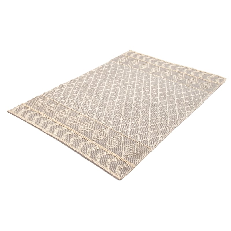 ECARPETGALLERY Braid weave Sienna Grey Wool Rug - 6'1 x 8'11