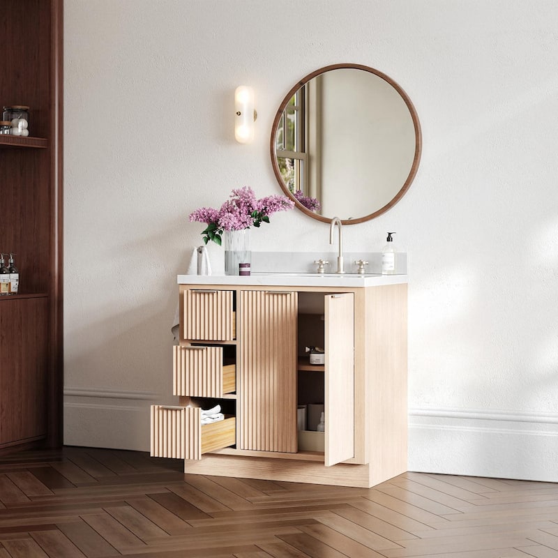 Ariel P36RCQRVO Milan 36" Free Standing Single Basin Vanity Set with