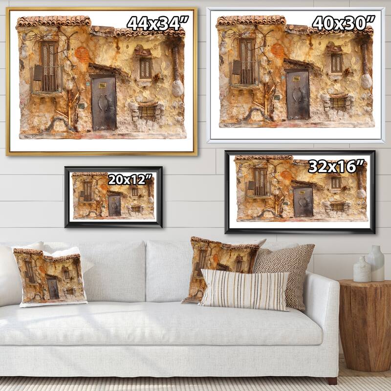 Designart "Sketch Of Old Europe Street III" Children's Art Framed Canvas Wall Art Print