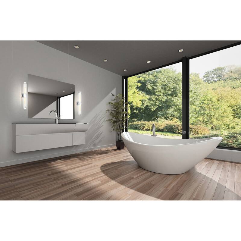 Varvara - 2-Light Bath/Vanity Light - Groved Clear Glass Shade
