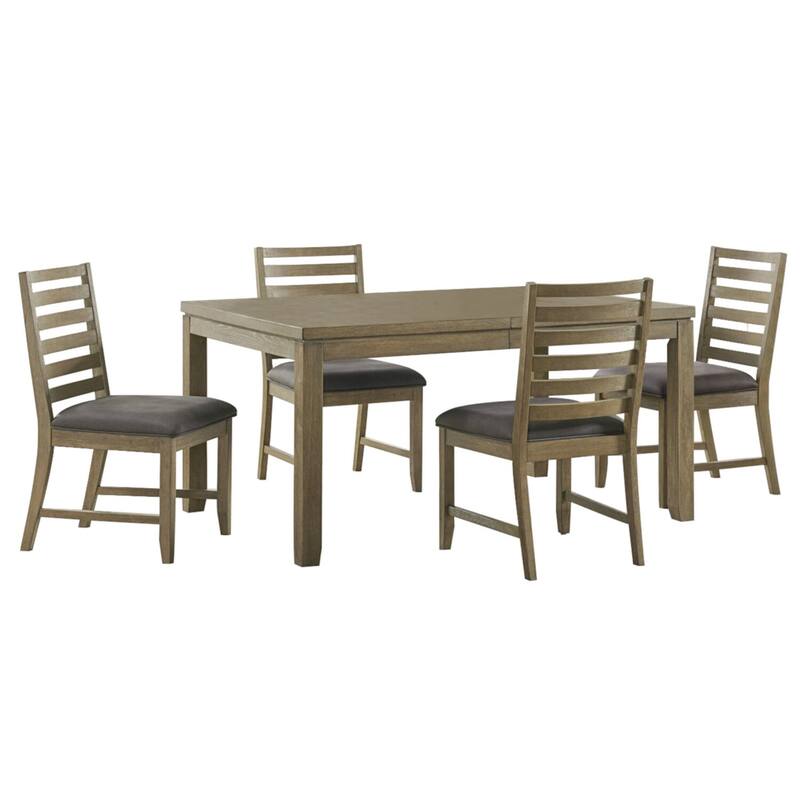 Extendable Dining Table Set 5pc Acacia Wood Chairs Brown Kitchen Table