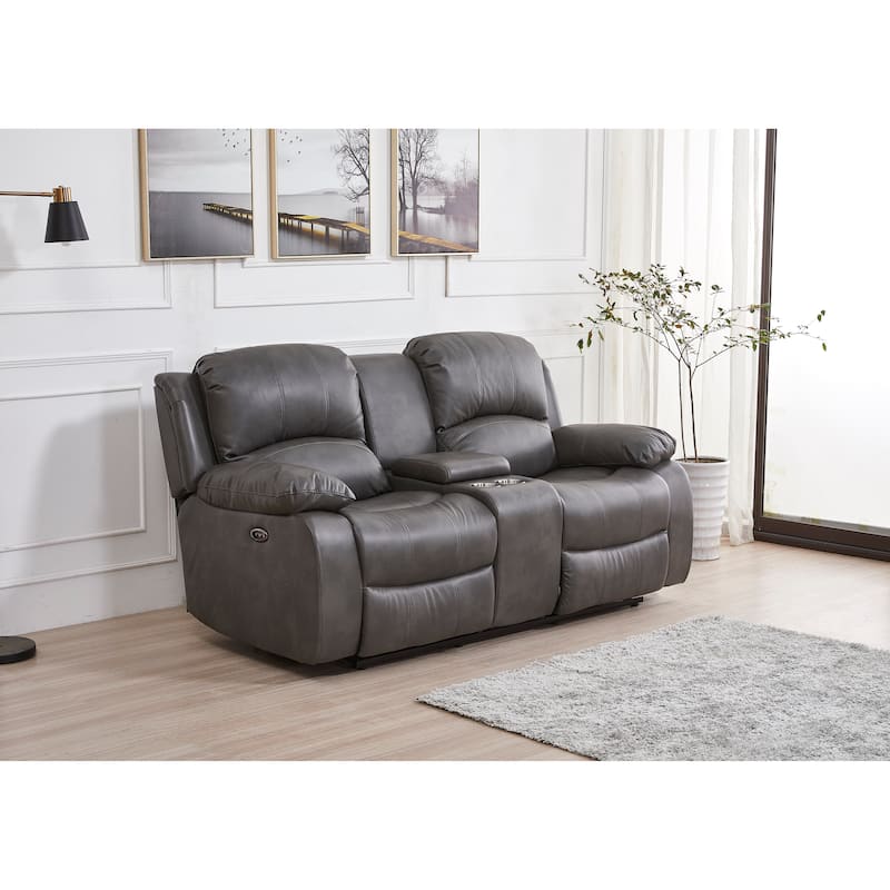 Betsy Furniture Bonded Leather Power Rclining 2-seat Loveseat with Console 8018