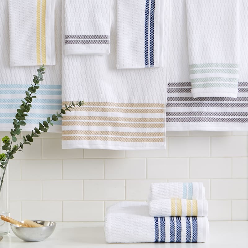 Luxurious Cotton Textured & Detailed Stripes Towel Set