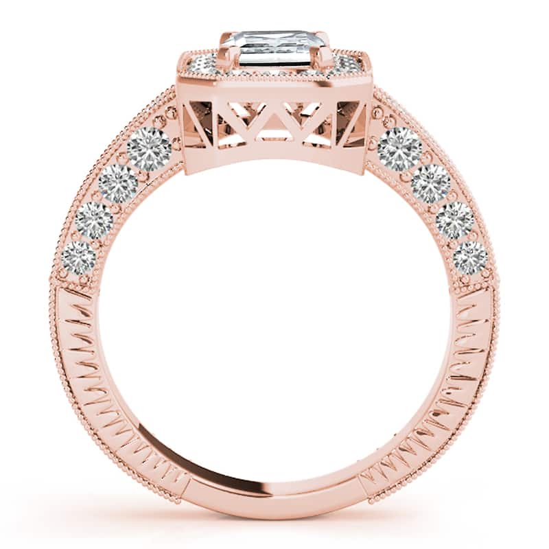 Auriya 14k Rose Gold Lab Grown Emerald Diamond Halo Engagement Ring 0.50 to 5.00 ct. tw. (F-G VS)