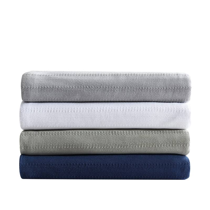 Eddie Bauer Variegated Weave Stripe Cotton Reversible Blanket