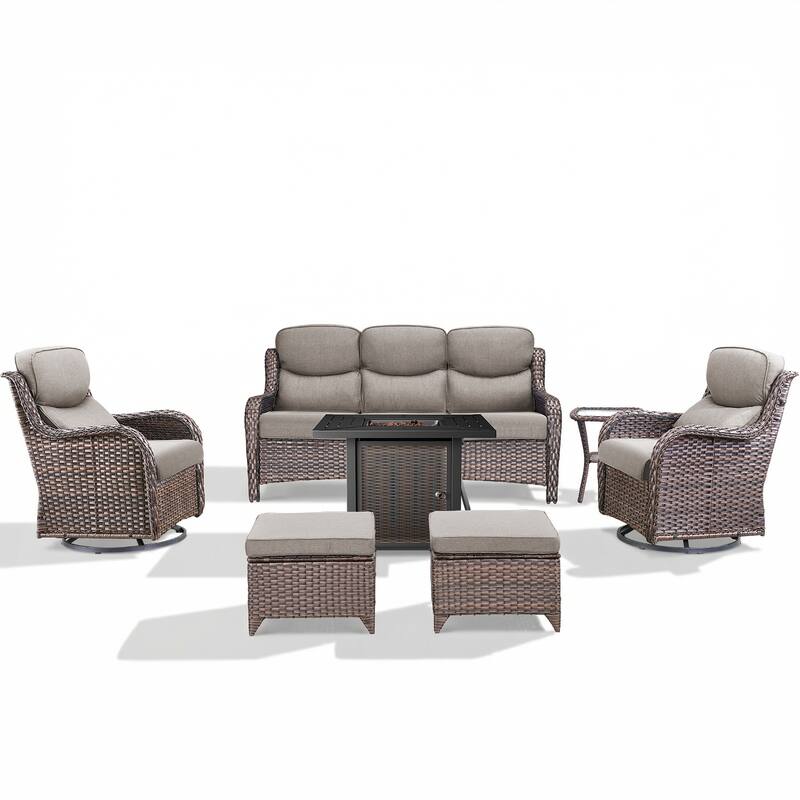 Pocassy 30 In Outdoor Propane Fire Pit Table with Patio Conversation Sets