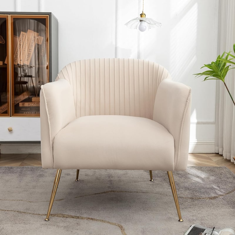 Contemporary Velvet Accent Chairs - Tan