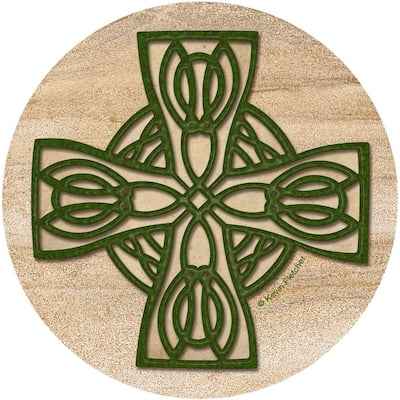 Celtic Cross Natural Sandstone Coaster 4 Pack Eco-Friendly, Absorbent, Easily Wipes Clean