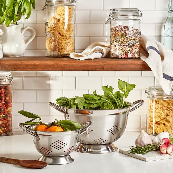 Stainless Steel 2-Piece Footed Colander Set