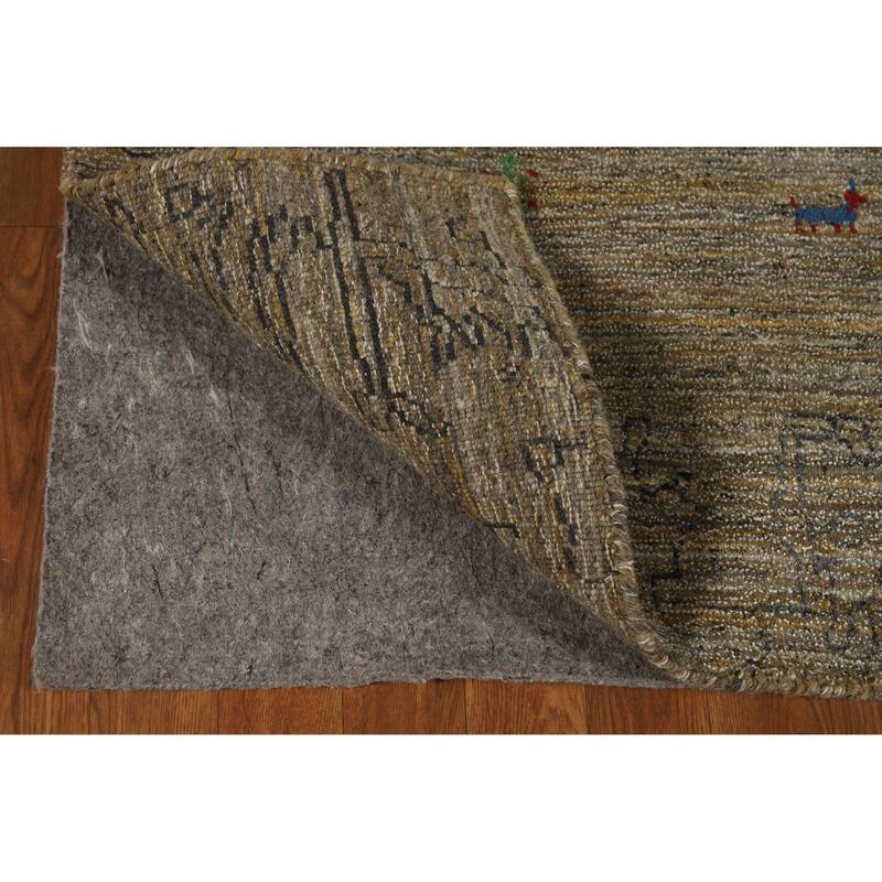 Gabbeh Indian Area Rug Hand-Knotted Oriental Brown Wool Carpet - 5'4" x 7'7"