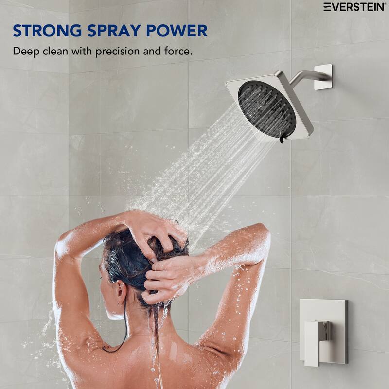 Square Shower System with 7 Spray Modes and Pressure Balance Valve