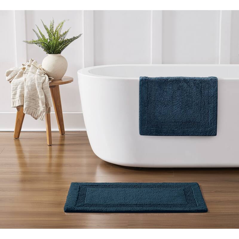 Royal Velvet Classic Cotton Bath Rug (Available in Multiple Sizes) - (2) 17x24 - Navy