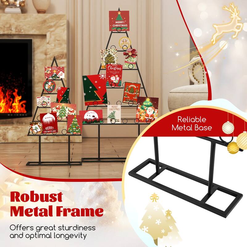 Costway 2 Pack Christmas Tree Card Holder with 36 Round Clips Metal - as pic shows - See Details