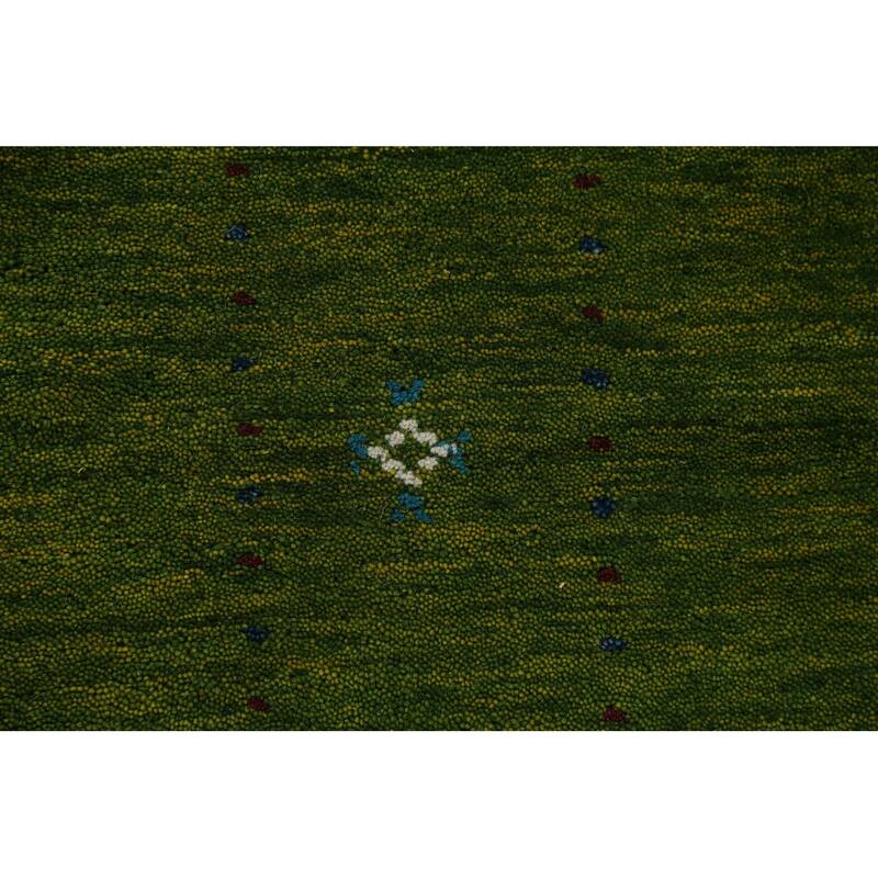 Green Gabbeh Area Rug Hand-Knotted Wool Carpet - 5'3" x 7'7"