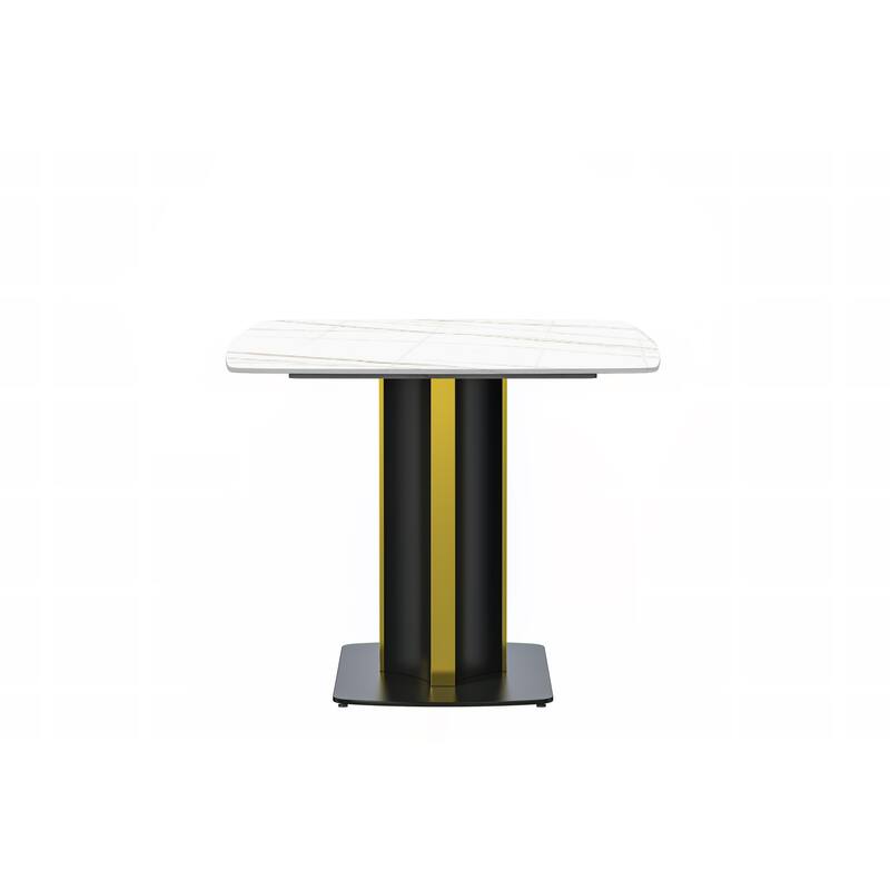 Sylva Dining Table Rectangular Tabletop in Gold Pedestal Base