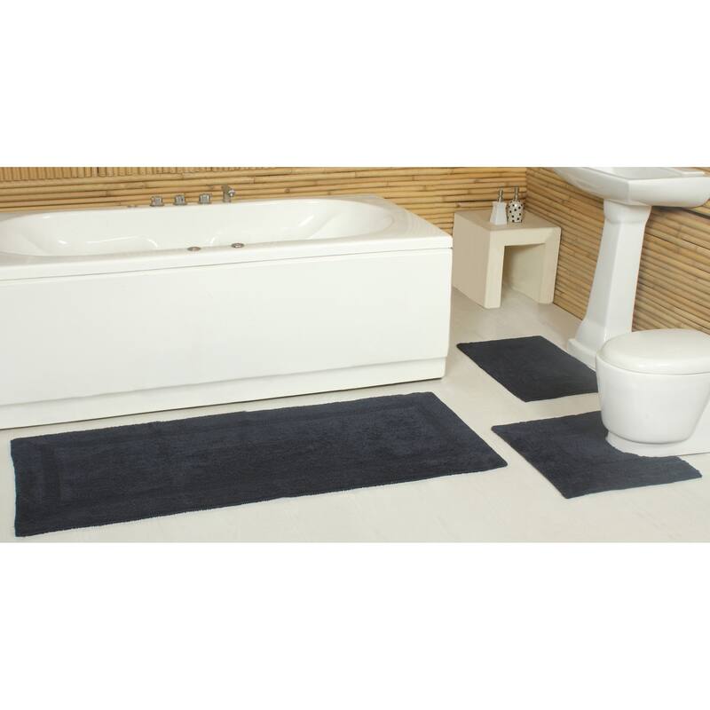 Fabstyles Basix Soft & Absorbent Reversible Cotton Bath Rug - 24 x 60 - Navy
