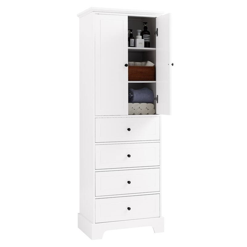 GDFStudio - Evelyn Tall Storage Cabinet with Drawers and Adjustable Shelving for Multi-Room Organization