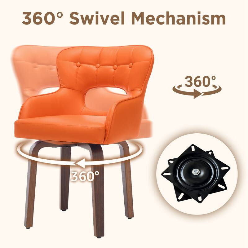 Swivel Dining Chairs Set of 2, Faux Leather Upholstered Kitchen Chairs