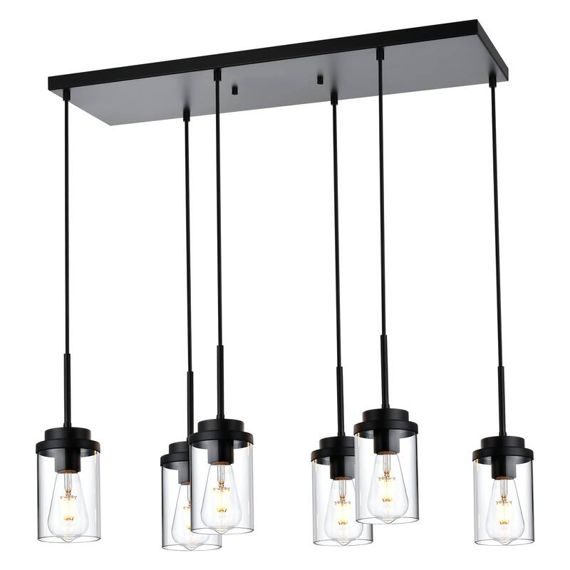 Island Light for Kitchen Dining Room Light Fixture Over Table - 6-Light - Black