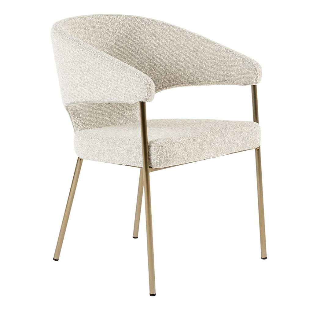 Modrest Claudine Modern Light Grey Fabric & Antique Brass Dining Chair