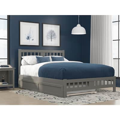 Twin Trundle Bed with Footboard - City Sleek Design - Grey Finish - Durable Wood Frame