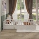 preview thumbnail 16 of 29, Twin Floor Bed Frame with Guardrails and Entryway Door Wooden Montessori Style Play White
