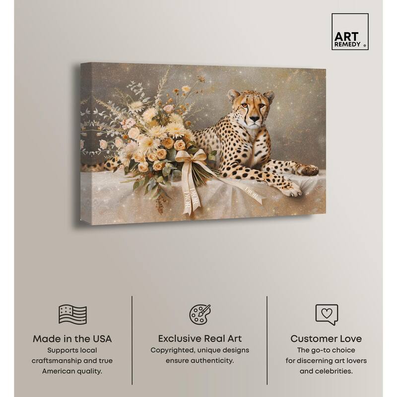 Bouquet Cheetah Canvas by Art Remedy, Gallery Wrapped