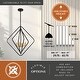 preview thumbnail 4 of 13, Brady 4 Light Black and Satin Brass Contemporary Geometric Cage Pendant Light - 22-in W x 24.25-in H x 22-in D